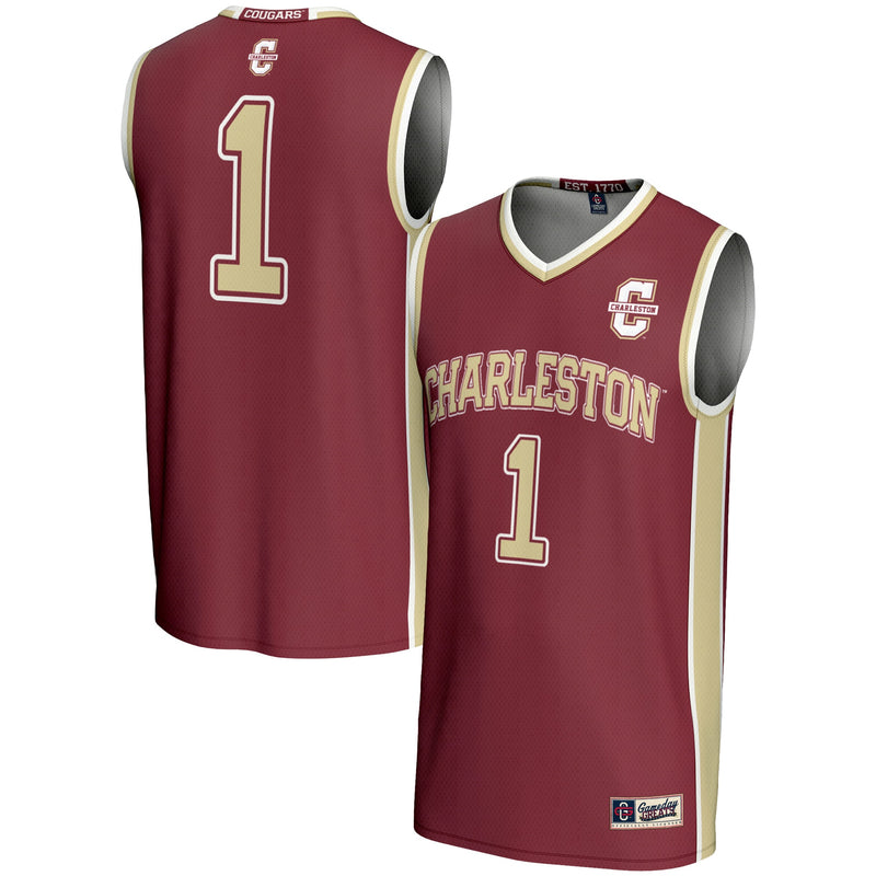 Charleston Cougars #1 Basketball Jersey - Maroon