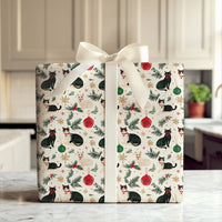 Festive Feline Holiday Gift Wrap, Christmas Cat Wrapping Paper, Tuxedo Kitten Christmas Wrapping Paper, Cat Lover Xmas Gift Wrap Roll