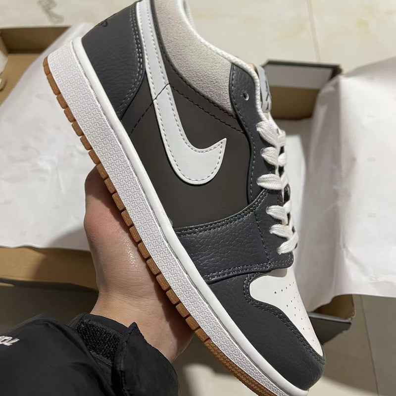Low Top Sneakers, White Gray Colorway, Lace Up Design, Casual Gift for Sneaker Fans