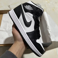 Mid Top Sneakers, White Black Colorway, Lace Up Design, Casual Gift for Sneaker Fans