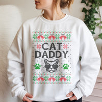 Humorous Feline Holiday Sweatshirt, Cat Daddy Ugly Christmas Sweatshirt, Adorable Cat Lover Xmas Crewneck, Retro Pet Dad Pullover Sweatshirt, Present