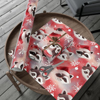 Adorable Winter Animal Gift Wrap, Santa Hat Raccoon Wrapping Paper, Christmas Raccoon Wrapping Paper, Holiday Forest Gift Wrap