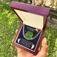 New Dad Message Card Chain, First Christmas Daddy Cuban Link Chain Necklace, Holiday Keepsake from Baby, Meaningful Dad Chain Jewelry