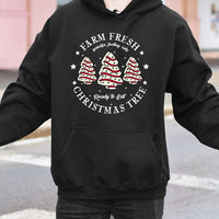Cake Sprinkles Holiday Hoodie, Farm Fresh Christmas Tree Hoodie, Humorous Foodie Xmas Sweatshirt, Comfy Winter Graphic Hoodie, Christmas Present
