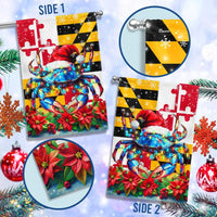 Santa Hat Blue Crab Yard Banner, Maryland Christmas Crab Garden Flag, State Pride Holiday Double Sided Flag, Winter Porch Lawn Decor