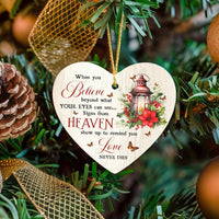 Memorial Butterfly Lantern Keepsake Ornament, Signs from Heaven Ceramic Heart Ornament, Sympathy Christmas Ornament, Loss of Loved One Present