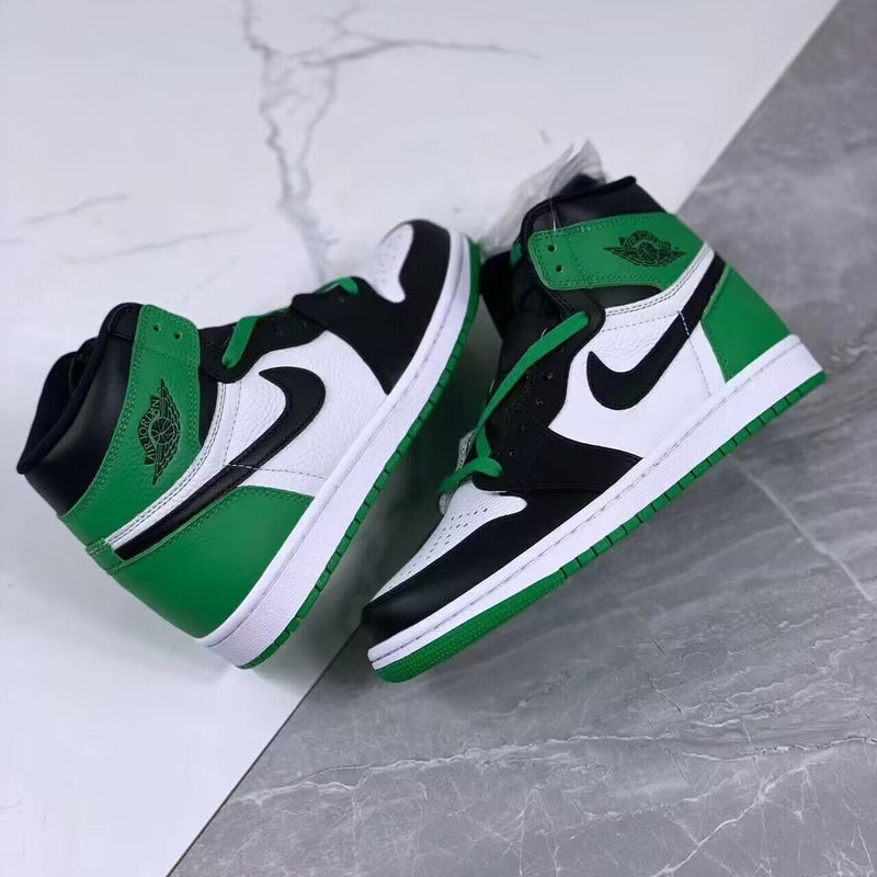 High Top Sneakers, White Black Green Colorway, Lace Up Design, Casual Gift for Sneaker Fans