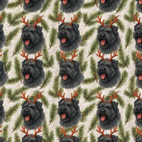 Reindeer Antler Dog Gift Wrap Roll, Bouvier des Flandres Christmas Wrapping Paper, Holiday Dog Lover Wrapping Paper, Festive Present Wrap