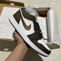 Low Top Sneakers, Brown White Colorway, Lace Up Design, Casual Gift for Sneaker Fans
