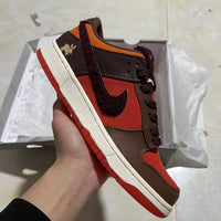 Low Top Sneakers, Orange Brown Colorway, Lace Up Design, Casual Gift for Sneaker Fans