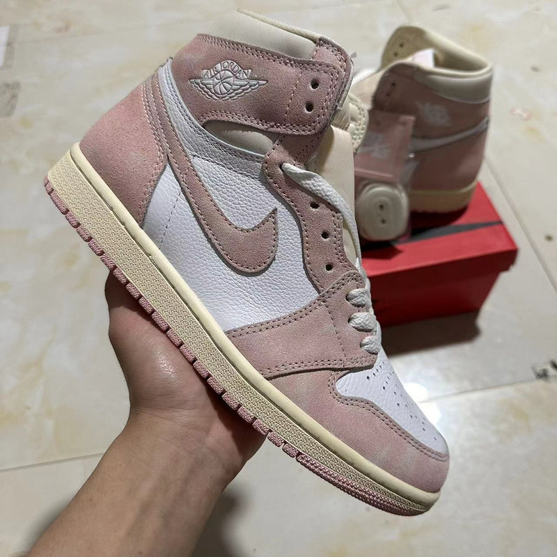 Retro High Top Sneakers, White Pink Colorway, Lace Up Design, Casual Gift for Sneaker Fans
