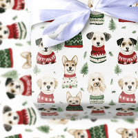 Adorable Christmas Dog Gift Wrap, Dogs in Holiday Sweaters Wrapping Paper, Festive Puppy Holiday Wrapping Paper, Dog Lover Present Paper Roll