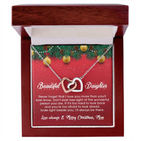CZ Double Heart Pendant, Interlocking Hearts Necklace for Daughter, Mom to Daughter Jewelry, Meaningful Christmas Birthday Present for Her