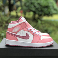 Mid Top Sneakers, White Pink Colorway, Valentine Design, Lace Up Design, Casual Gift for Sneaker Fans
