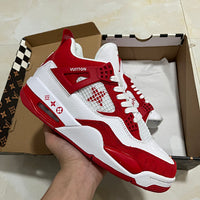 Low Top Sneakers, White Red Colorway, Lace Up Design, Casual Gift for Sneaker Fans