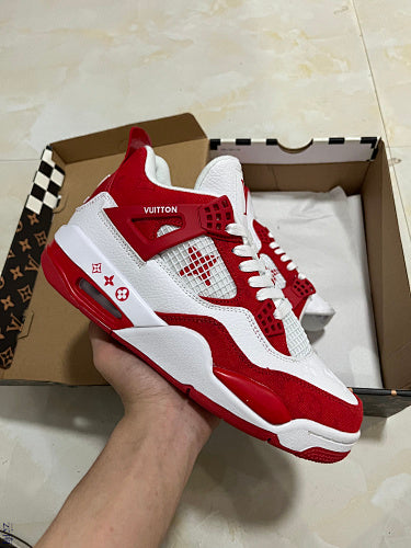 Low Top Sneakers, White Red Colorway, Lace Up Design, Casual Gift for Sneaker Fans