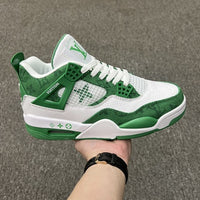 Retro Basketball Shoes, White Green Colorway, Lace Up Design, Casual Gift for Shoe Lovers