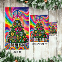 Rainbow Tie-Dye Xmas Tree Flag, Hippie Peace Sign Christmas Garden Flag, Boho Holiday Garden Flag, Double-Sided Yard Decor Present