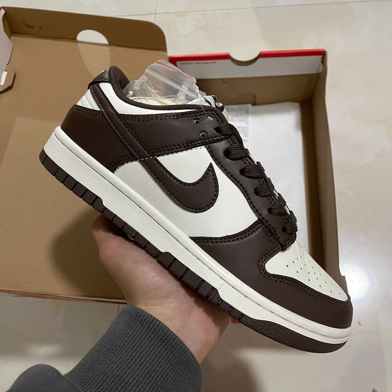 Low Top Sneakers, White Brown Sail Colorway, Lace Up Design, Casual Gift for Sneaker Fans