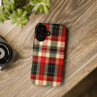Tartan Pattern Phone Case, Red Green Christmas Plaid iPhone Case, Holiday Seasonal Phone Cover, Festive Winter Tough Phone Case, Xmas Present