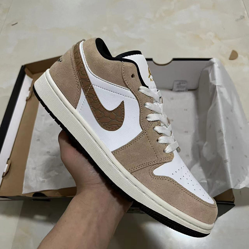 Low Top Sneakers, White Brown Colorway, Lace Up Design, Casual Gift for Sneaker Fans