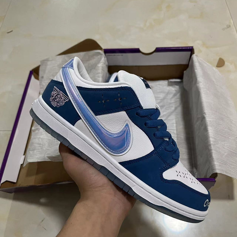 Low Top Sneakers, Blue White Colorway, Lace Up Design, Casual Gift for Sneaker Fans