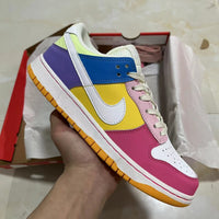 Low Top Sneakers, White Yellow Pink Colorway, Lace Up Design, Casual Gift for Sneaker Fans