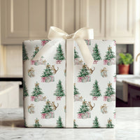Watercolor Kitten Tree Gift Wrap, Tabby Cat Christmas Wrapping Paper, Humorous Cat Lover Holiday Wrapping Paper, Xmas Gift Wrapping Paper