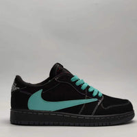 Low Top Sneakers, Black Teal Colorway, Reverse Hook Design, Lace Up Design, Casual Gift for Sneaker Fans