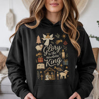 Nativity Doodle Art Hoodie, Glory to the Newborn King Hoodie, Christian Christmas Hoodie, Religious Xmas Hooded Sweatshirt, Holiday Present