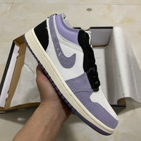 Low Top Sneakers, Purple Gray Colorway, Lace Up Design, Casual Gift for Sneaker Fans