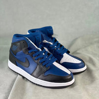 Mid Top Sneakers, Blue White Colorway, Lace Up Design, Casual Gift for Sneaker Fans