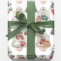 Holiday Sweater Dog Gift Wrap, Maltese Dog Christmas Wrapping Paper, Festive Maltese Wrapping Paper, Maltese Dog Lover Holiday Gift Wrap