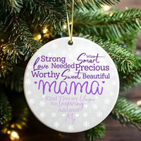 Inspirational Quote Keepsake Ornament, Mama Ceramic Christmas Ornament, Mother's Day 2026 Ornament, Meaningful Present for Mom and Grandma