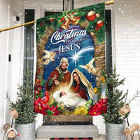 Its All About Jesus Religious Yard Flag, Nativity Scene Christmas Garden Flag, Double Sided Holy Family Lawn Flag, Holiday Faith Lawn Decor
