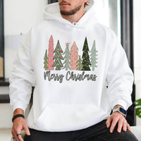 Boho Aesthetic Holiday Tree Sweatshirt, Merry Christmas Tree Hoodie, Comfy Winter Xmas Pullover, Festive Christmas Hooded Sweater