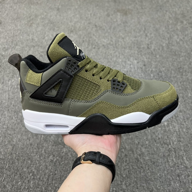 Retro Basketball Shoes, Olive Green Army Green Colorway, Canvas Footwear, Lace Up Design, Casual Gift for Shoe Lovers