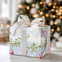 Hanging Bauble Holiday Gift Wrap, Watercolor Christmas Ornament Wrapping Paper, Winter Branch Present Paper, Festive Xmas Wrapping Paper Roll