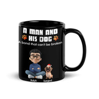 Personalized Dog Coffee Mug, Custom Dog Dad Pug Mug, Man and Pug Cartoon Coffee Cup, Ceramic Pet Lover Mug, Dog Dad Christmas Present