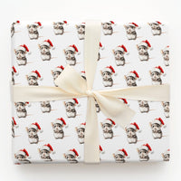 Santa Hat Chinchilla Gift Wrap, Chinchilla Christmas Wrapping Paper, Watercolor Animal Wrapping Paper, Adorable Pet Holiday Gift Wrap