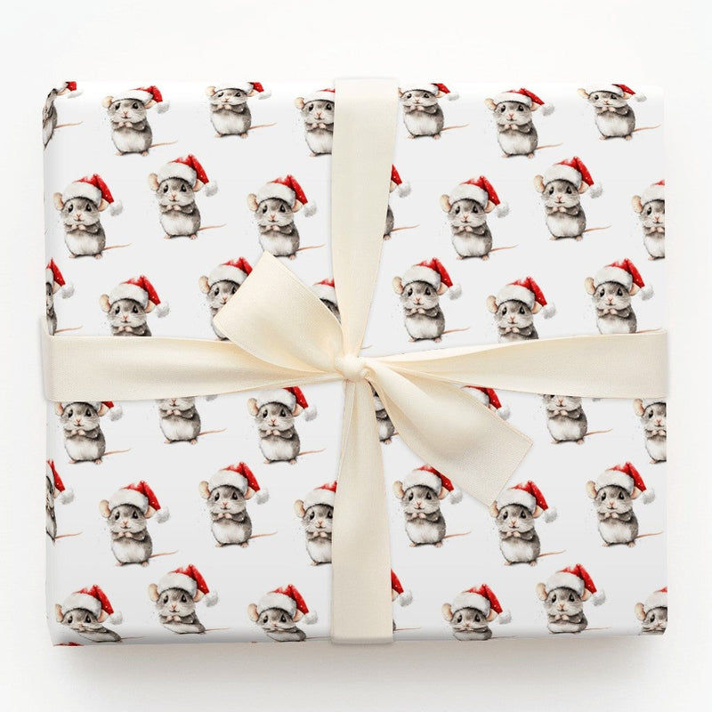 Santa Hat Chinchilla Gift Wrap, Chinchilla Christmas Wrapping Paper, Watercolor Animal Wrapping Paper, Adorable Pet Holiday Gift Wrap