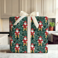 Green Country Western Gift Wrap, Cowboy Santa Christmas Wrapping Paper, Rustic Cowboy Boots Santa Wrapping Paper, Holiday Gift Wrap Roll