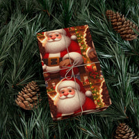 Adorable Christmas Holiday Gift Wrap, Santa and Girl Wrapping Paper, Festive Winter Season Paper Roll, Vintage Xmas Present Wrap, Holiday Present