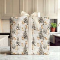 Snowy Puppy Holiday Gift Wrap, Golden Retriever Christmas Wrapping Paper, Winter Dog Xmas Wrapping Paper, Animal Lover Gift Wrap Roll