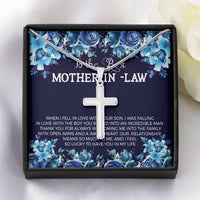 Stainless Steel Religious Faith Pendant Necklace, Mother in Law Cross Necklace, Sentimental Card Keepsake, Birthday Christmas Present