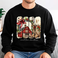 Western Barn Cowgirl Sweatshirt, Small Town Christmas Sweatshirt, Country Music Christmas Crewneck, Rustic Winter Graphic Sweatshirt