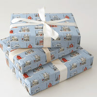 Snowy House Holiday Gift Wrap, Winter Village Wrapping Paper, Adorable Christmas Village Wrapping Paper, Festive Winter Holiday Wrapping Paper