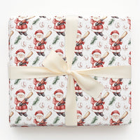 Watercolor Christmas Gift Wrap, Baseball Bat Santa Wrapping Paper, Holiday Sports Fan Wrapping Paper, Pine Sprig Baseball Gift Wrap Roll