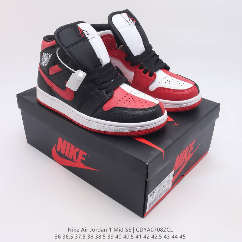Retro Mid Top Basketball Shoes, Red White Black Colorway, Lace Up Design, Casual Gift for Shoe Lovers