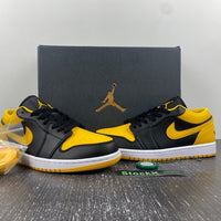 Low Top Sneakers, Black Yellow Colorway, Lace Up Design, Casual Gift for Sneaker Fans